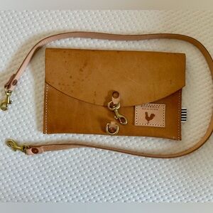 Meanwhile back on the farm Leather Clutch with Strap